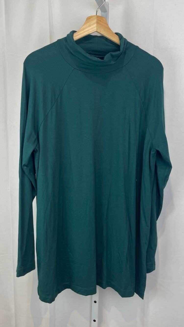 J. JILL  L Luxe Supima Everyday Turtleneck Tunic Top Raglan Long Sleeve Green